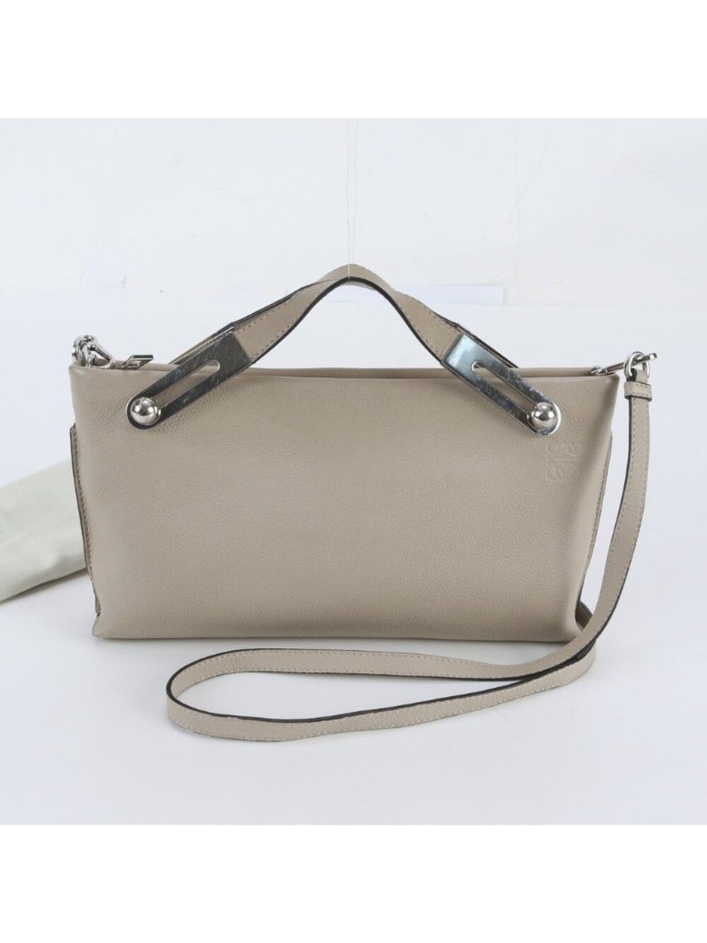 Loewe Anagram Missy Leather 2-Way Shoulder Bag Crossbody Hand Tote Beige